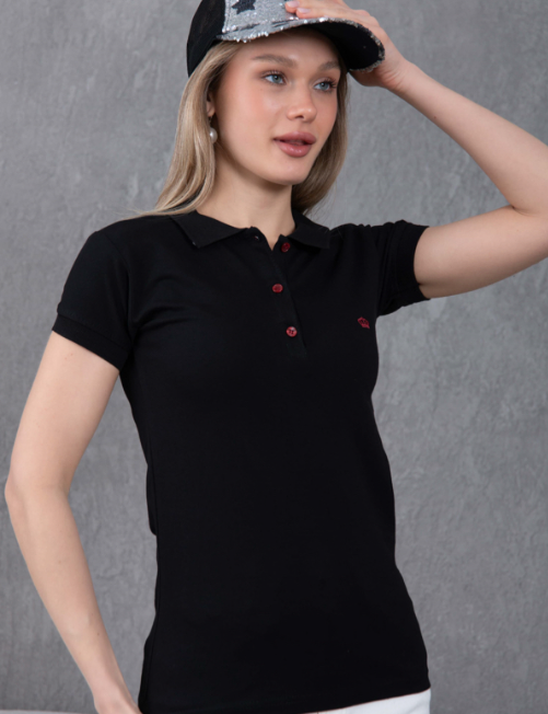 Polo Yaka Tişört (Siyah) (Beyaz)